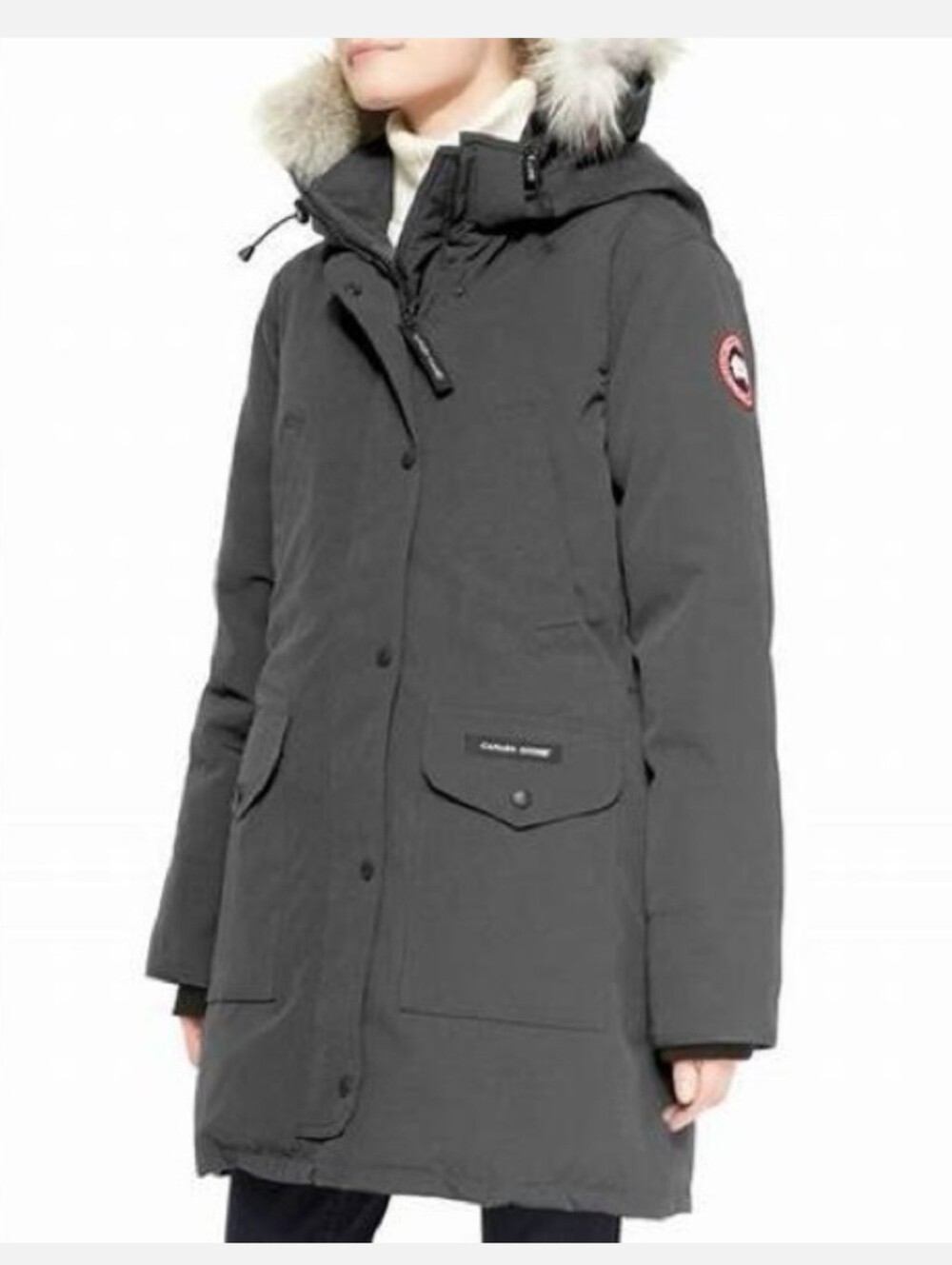 Canada Goose Women's Dark Gray Fur-Trim Hooded Parka